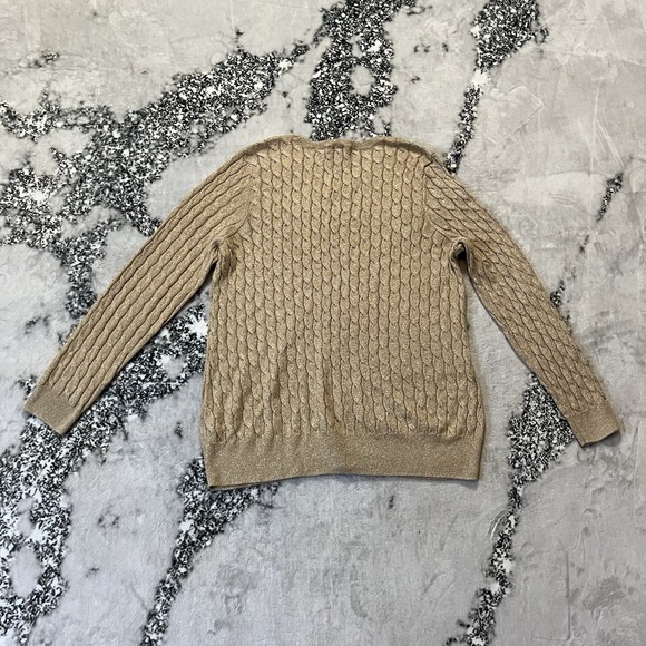 Talbots Sweater Womens‎ Size 2XP Gold Cable Knit Long Sleeve Holiday - Picture 4 of 7